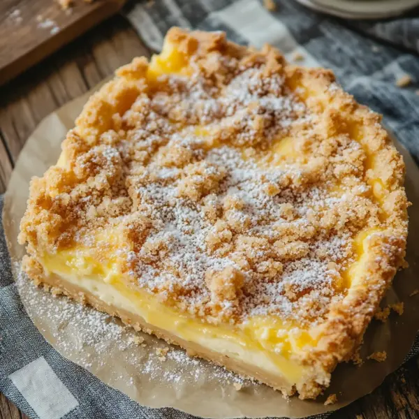 Knuspriger Streuselkuchen mit Vanillepudding wie von Oma