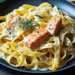Lachs-Tagliatelle mit cremiger Zitronenso&szlig;e