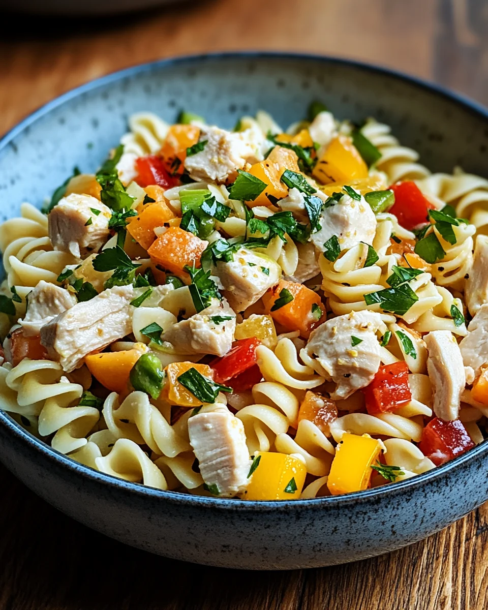 Nudel-H&auml;hnchensalat mit Fr&uuml;hlingszwiebeln