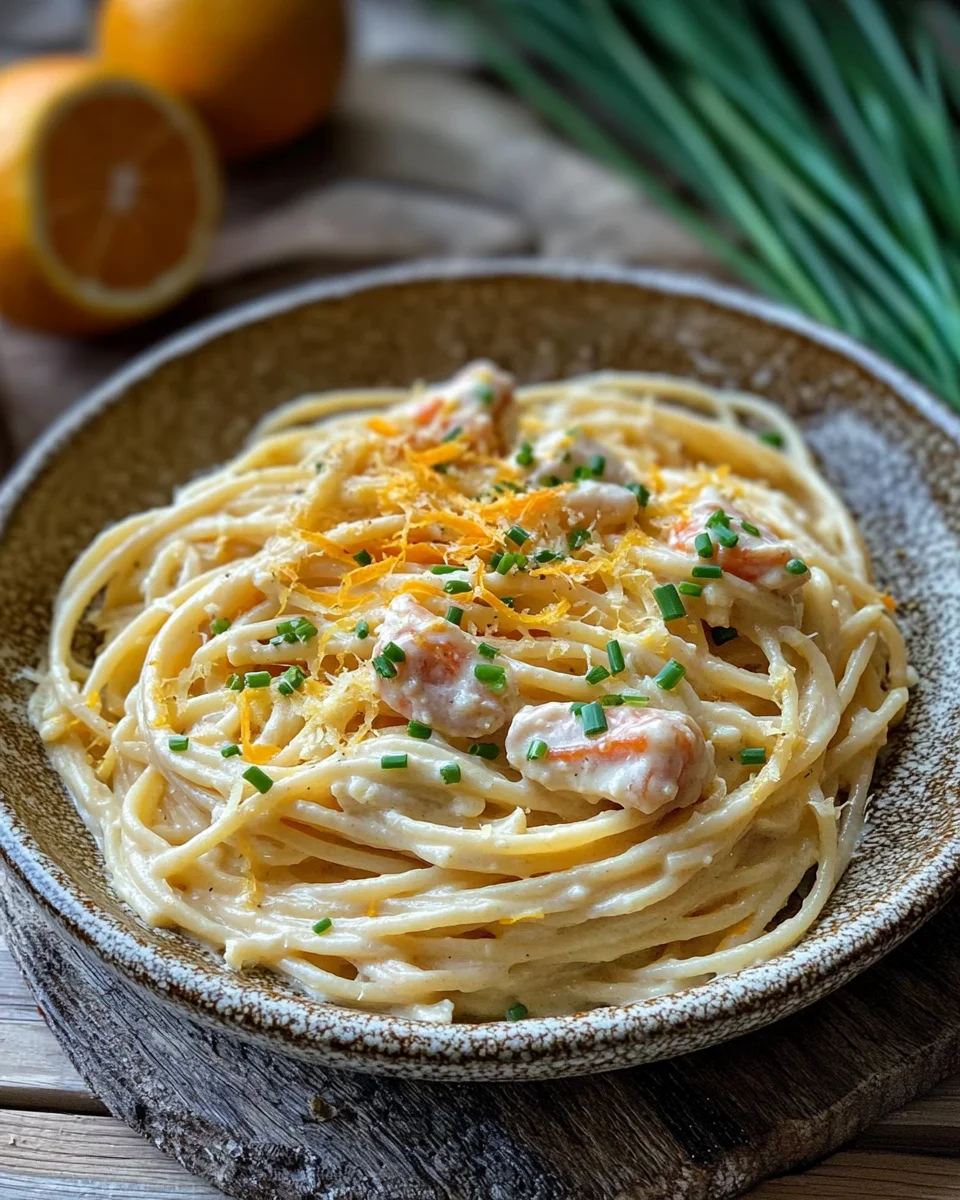 Orangen Lachs Pasta