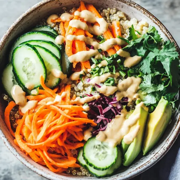 Quinoa-Gemüse-Bowl mit Tahini-Dressing