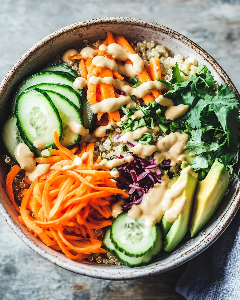 Quinoa-Gem&uuml;se-Bowl mit Tahini-Dressing