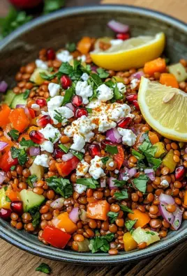 Rote Linsen Salat Orientalisch mit Feta