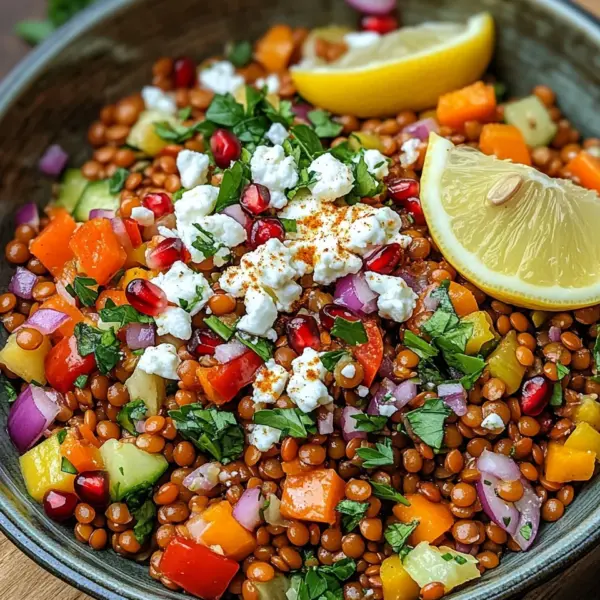 Rote Linsen Salat Orientalisch mit Feta