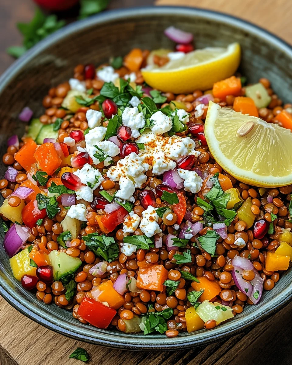 Rote Linsen Salat Orientalisch mit Feta