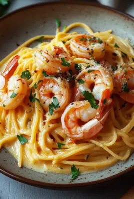 Spaghetti mit Garnelen in Knoblauch-Sahnesauce