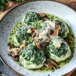 Spinat-Kn&ouml;del mit Pilzragout