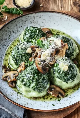 Spinat-Knödel mit Pilzragout
