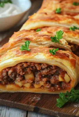 Teig eingerollt mit Hackfleisch Rezept