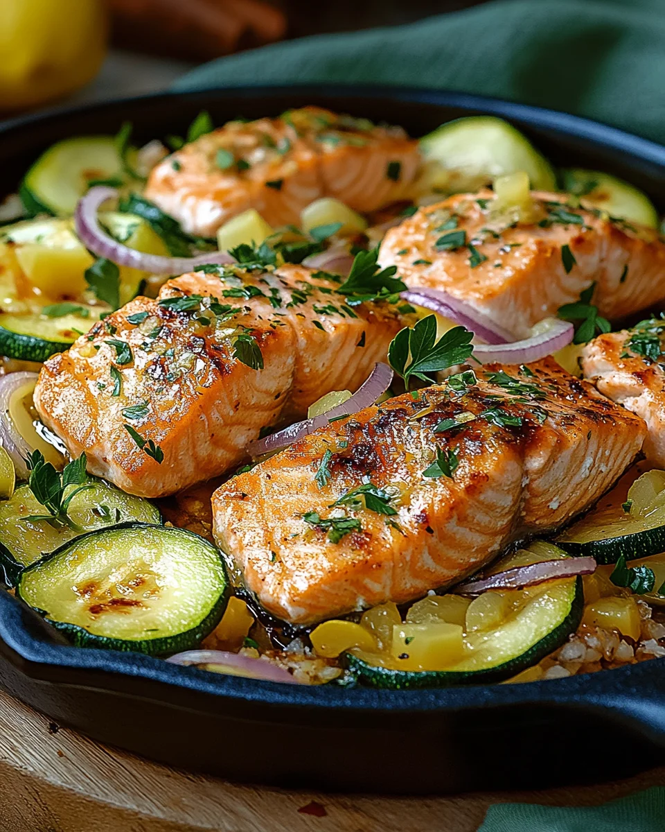 Zucchinipfanne mit Lachs