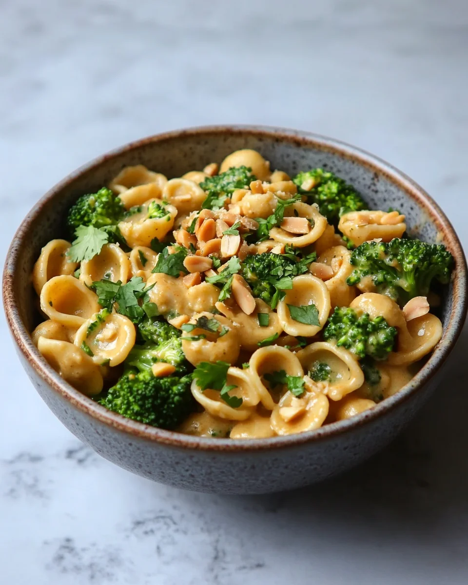 Cremige Erdnuss Brokkoli Orecchiette Pasta