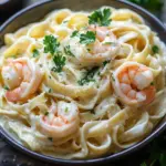 Fettuccine Alfredo mit Garnelen