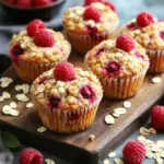 Gesunde Himbeer-Muffins mit Haferflocken-Streuseln