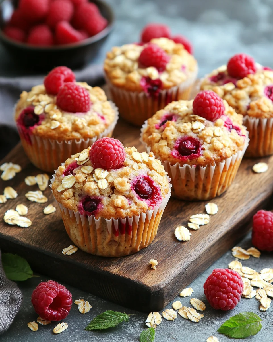 Gesunde Himbeer-Muffins mit Haferflocken-Streuseln