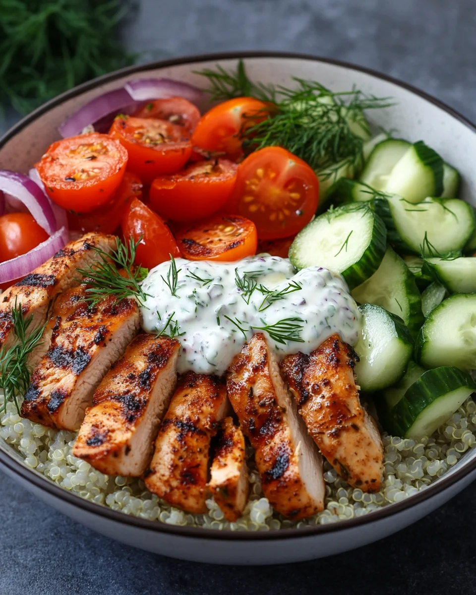 Griechische H&auml;hnchen-Tzatziki-Bowl
