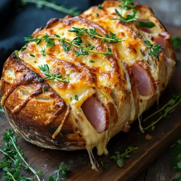 Handbrot mit Schinken und Käse