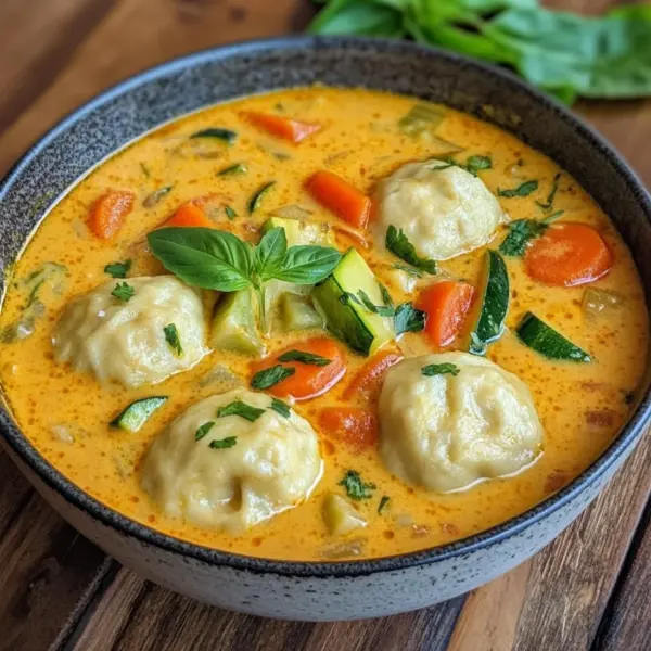 Kokos Curry Suppe mit Dumplings