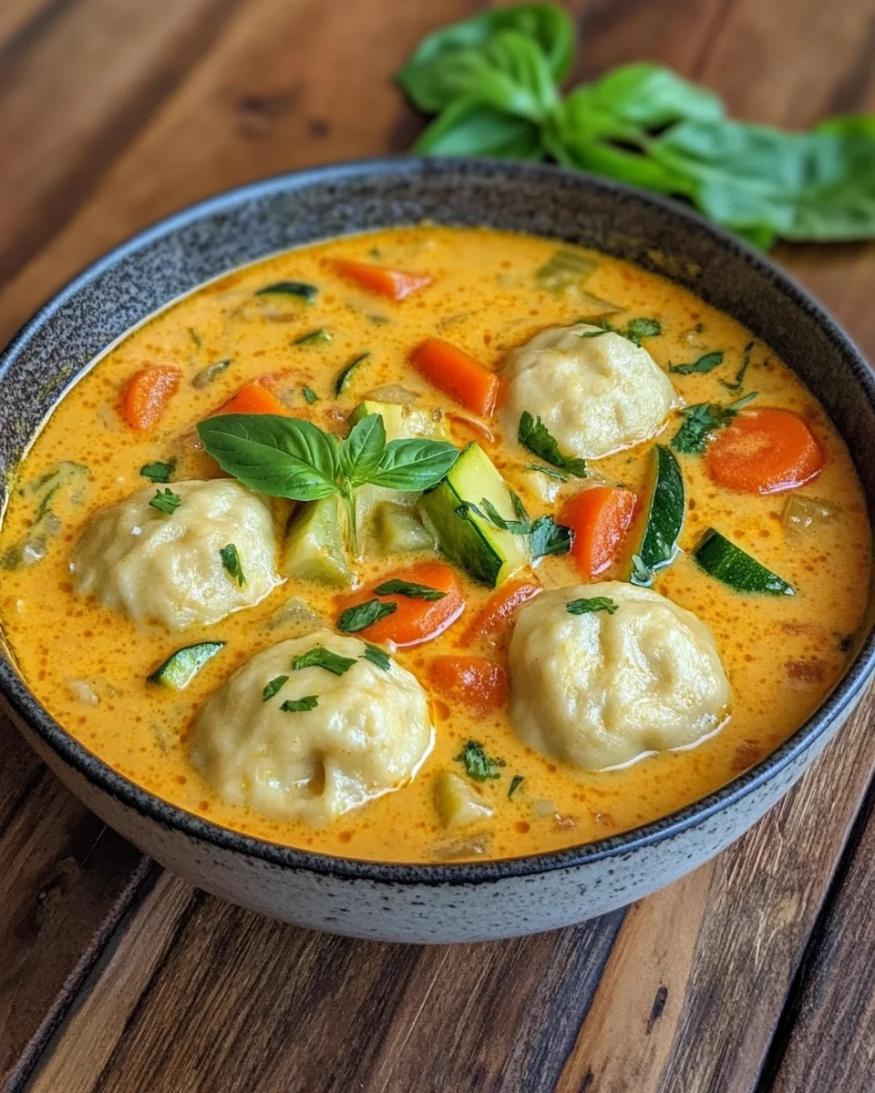 Kokos Curry Suppe mit Dumplings