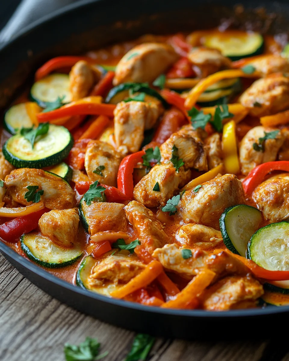 Paprika-Zucchini-Sahne-H&auml;hnchen