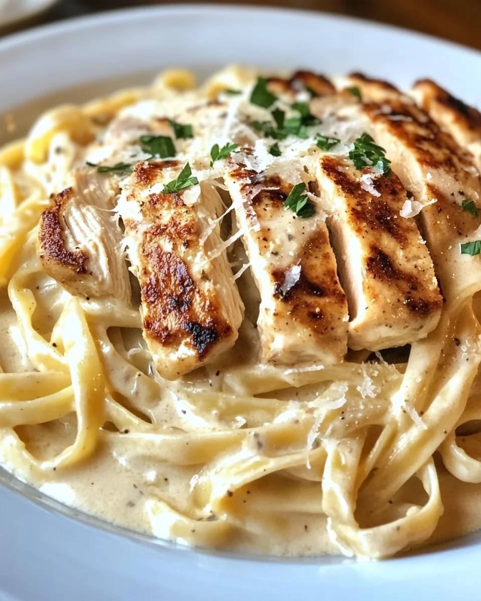 Pasta Alfredo mit gebratenem H&auml;hnchen
