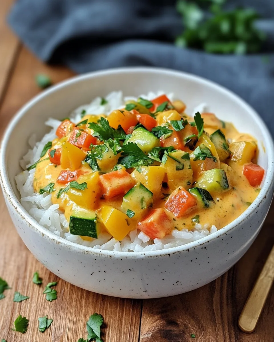 Reis mit Gem&uuml;se-Frischk&auml;se-Sauce