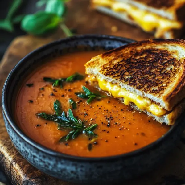 Roasted Tomato Soup with Grilled Cheese Sandwich