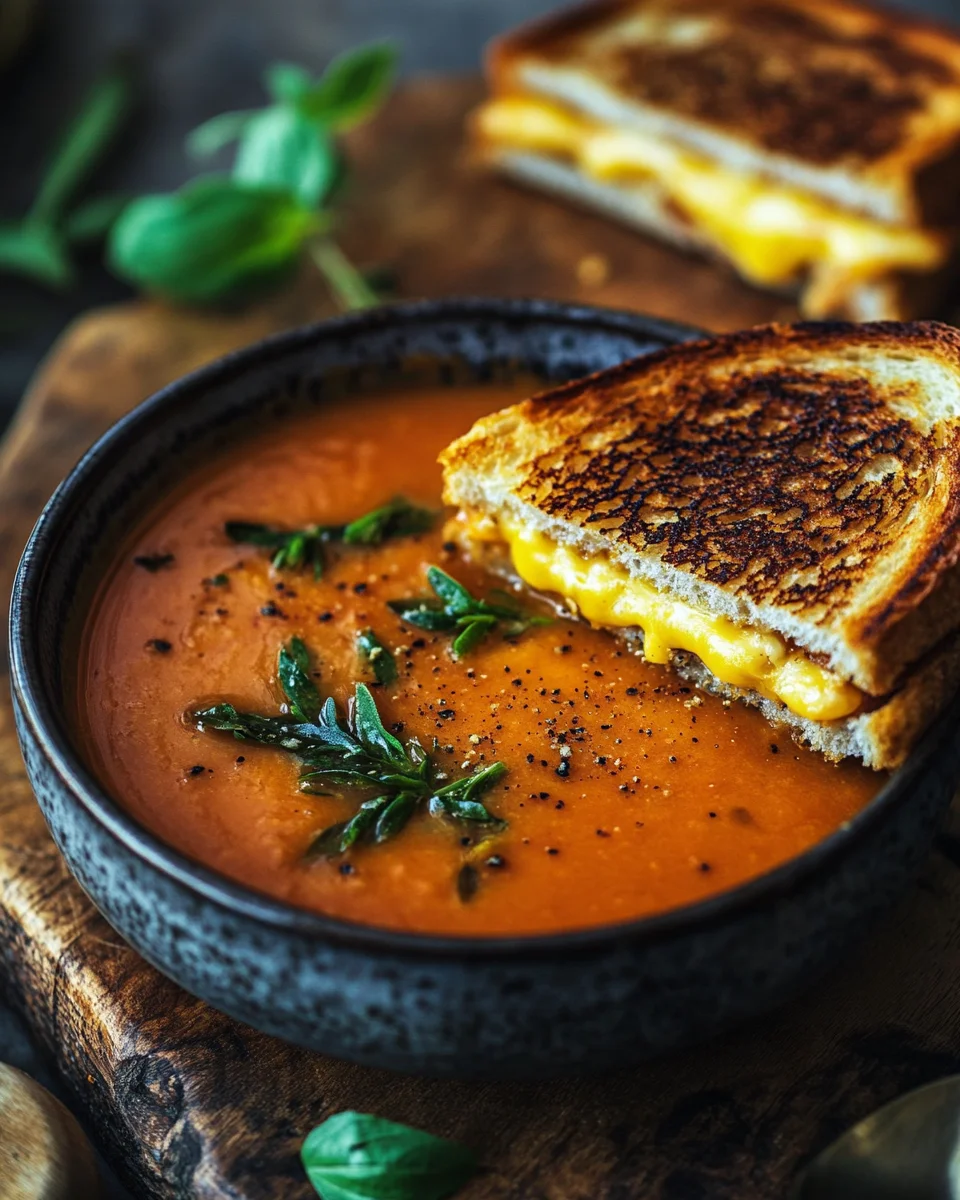 Roasted Tomato Soup with Grilled Cheese Sandwich