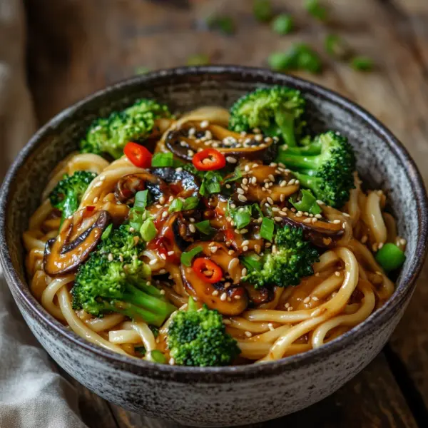 Schnelle Asianudeln mit Erdnusssauce