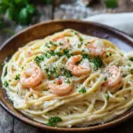 Spaghetti Alfredo mit Garnelen