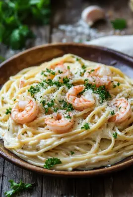 Spaghetti Alfredo mit Garnelen