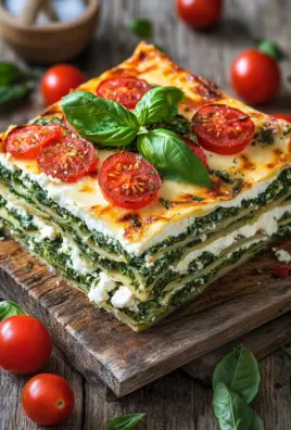 Spinatlasagne mit Feta und Tomaten